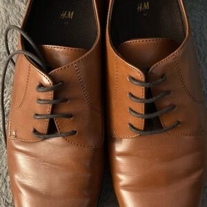 H&M Brown Leather Oxfords with Polished Finish